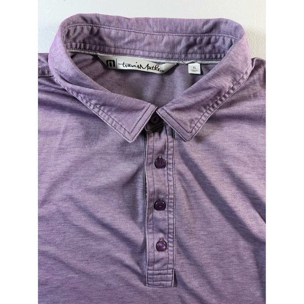 TravisMathew Polo Shirt Mens XL Purple Short Sleeve‎ Heathered Golf Performance